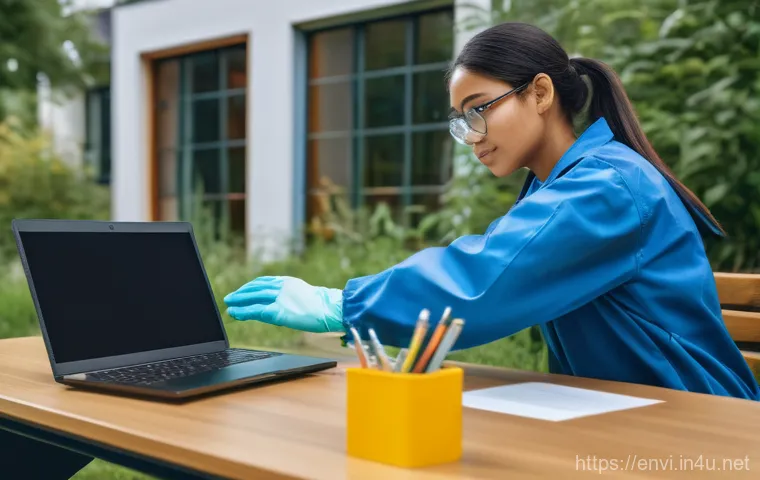 환경공학 자격증 시험 후기 - A confident young professional, possibly in their late 20s or early 30s, standing in a sleek, enviro...