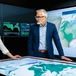 환경직 공무원 연봉 현실 - A group of three professional environmental public officials, two men and one woman, dressed in smar...