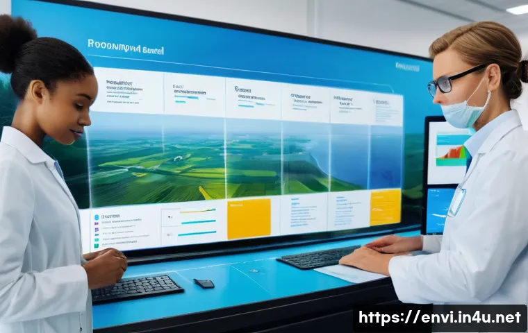 환경기사 자격증의 미래 전망 - **Prompt 1: Digital Environmental Guardians at Work**
    An inspiring, wide shot capturing a divers...